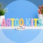 Artoo Kits logo: pastel painted letters spelling ARTOO.KITS